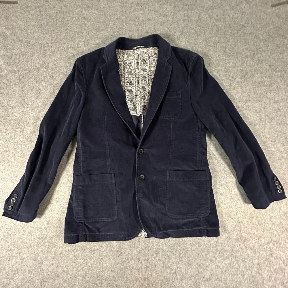 Reyn Spooner Corduroy Blazer Mens Size Large Navy Blue Cotton Floral Lining